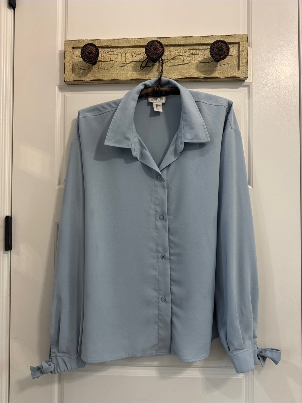 Rachel Zoe Pale Blue Button-Down Shirt with Tie Cuffs